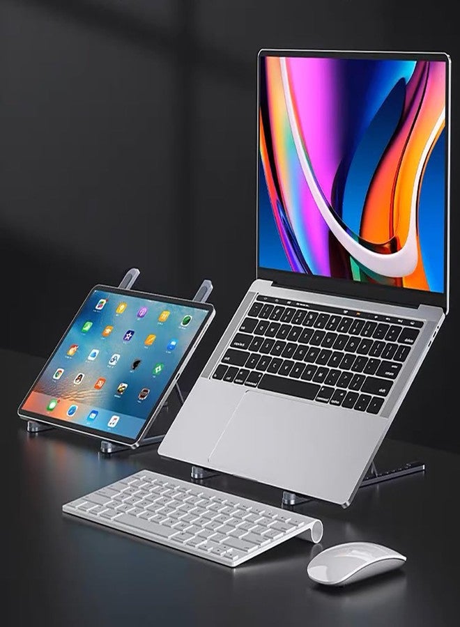 KLAQQED Portable Aluminum Laptop & Phone Stand, Adjustable, Foldable, Ergonomic, for MacBook, iPad, Tablets & Smartphones, Office Desk Accessories - Image 2