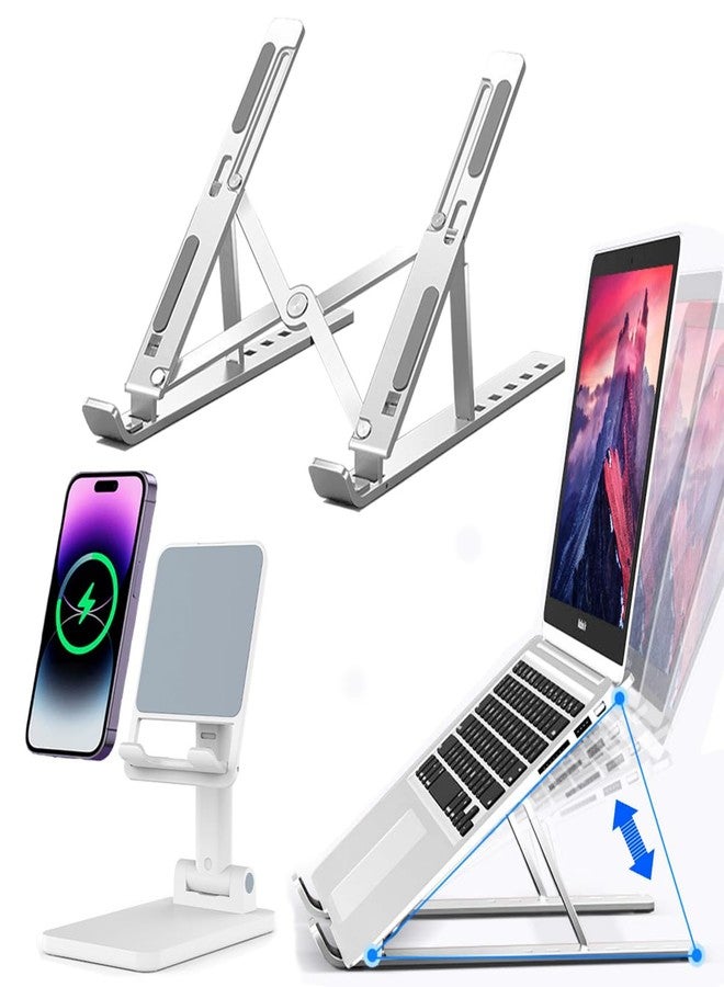 KLAQQED Portable Aluminum Laptop & Phone Stand, Adjustable, Foldable, Ergonomic, for MacBook, iPad, Tablets & Smartphones, Office Desk Accessories - Image 1