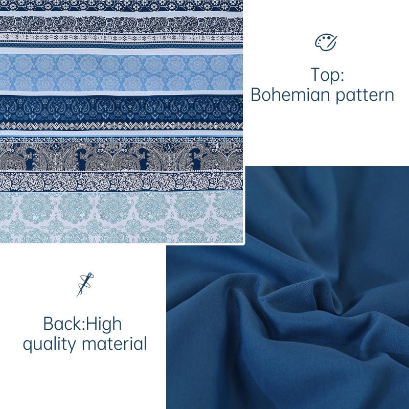 Cottolester Boho Comforter Set Queen Size,8 Pieces Navy Blue Bohemian Striped Bed in a Bag,Paisley Soft Microfiber Bedding Comforter Set - Image 5