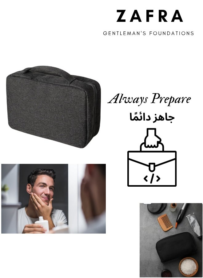 Men's Large Waterproof Hanging Toiletry Bag With Wet/Dry Compartments - Travel Organizer