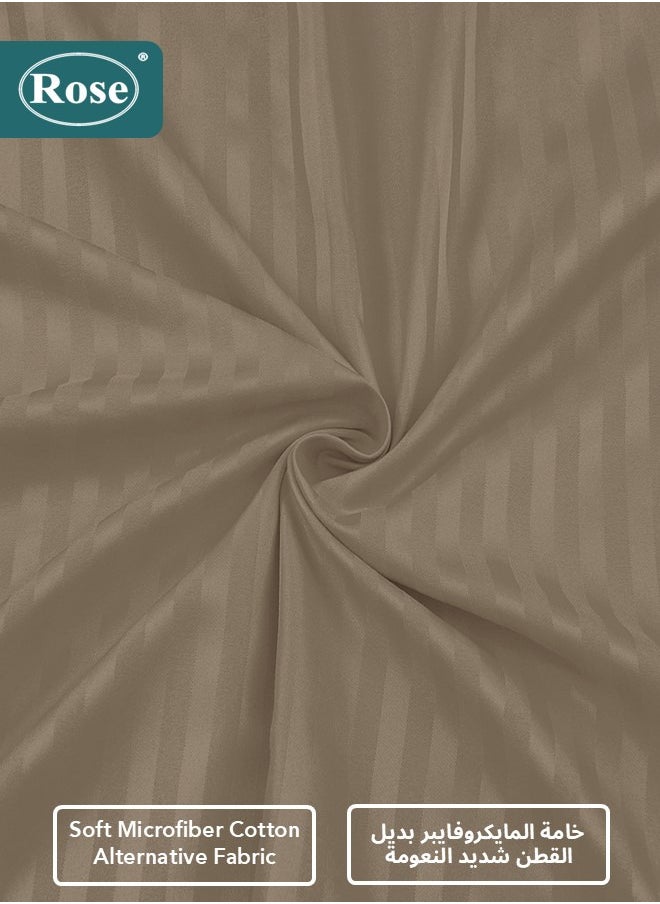 Rose ROSE Luxurious Striped Hotel Comforter, Premium Microfiber, Set of 6 pieces, Soft Lightweight, King size 260x240 cm, Mocha  - Image 5