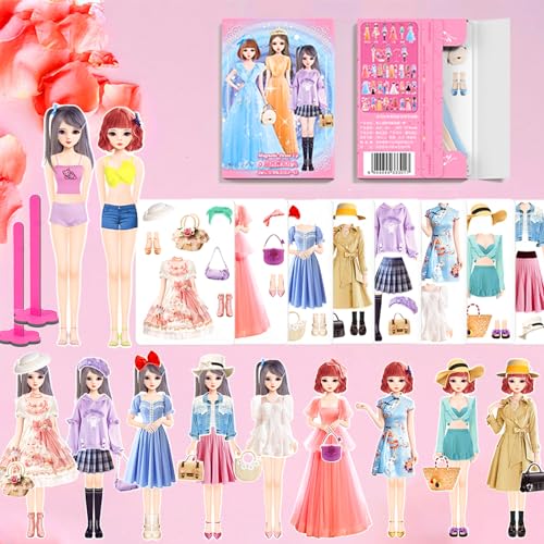Daniel Axel Magnetic Dress Up Dolls Magnetic Doll Dress Up Kits Magnetic Paper Dolls Pretend Play Set for Girls Ages 4 Years and Up Kids Travel Activities Road Trip Car Ride Interactive Learning Imagine Gift - Image 1
