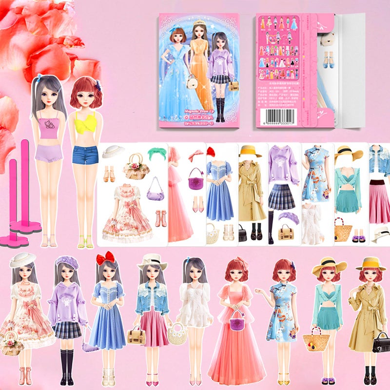 Daniel Axel Magnetic Dress Up Dolls Magnetic Doll Dress Up Kits Magnetic Paper Dolls Pretend Play Set for Girls Ages 4 Years and Up Kids Travel Activities Road Trip Car Ride Interactive Learning Imagine Gift - Image 3