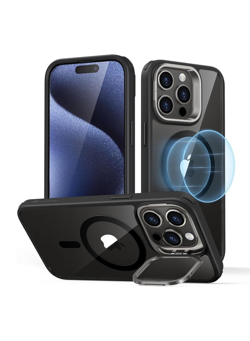 ESR for iPhone 15 Pro Max Case Cover, Compatible with MagSafe, Grade Protective Case, Built-In Stash Stand Phone Case, Scratch-Resistant Back Cover, Classic Series, Clear Black Black - Image 1