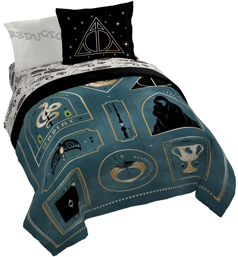 Jay Franco Kids Comforter Set Includes Sheets and Pillow Covers Soft and Cozy Bed Set for Stylish Room Decor Blue Harry Potter 7 Piece Queen Size Bedding - Image 2