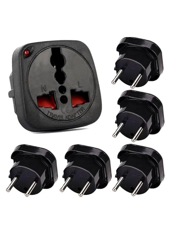 erorex 5 Pack Universal Travel Adapter With Shutter Protection & Indicator Light – Round Pin Compact Multi-Plug Power Converter  - Image 1