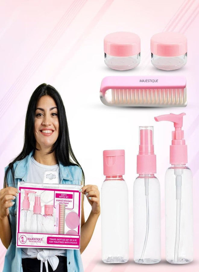 Majestique Refillable Travel Bottles Set with Pouch - Mini Empty Containers for Shampoo, Lotion, Cosmetics - Travel Accessories Kit, Leak-Proof Refillable Mini Bottles - 6Pcs - Image 3