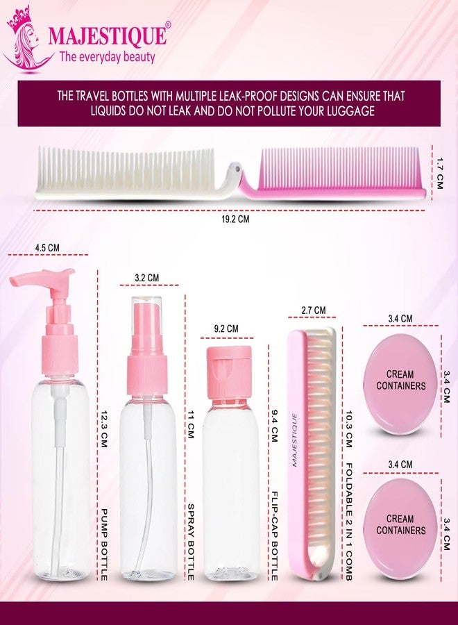 Majestique Refillable Travel Bottles Set with Pouch - Mini Empty Containers for Shampoo, Lotion, Cosmetics - Travel Accessories Kit, Leak-Proof Refillable Mini Bottles - 6Pcs - Image 4