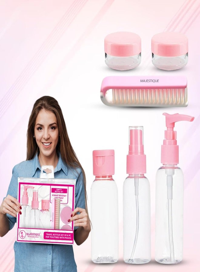 Majestique Refillable Travel Bottles Set with Pouch - Mini Empty Containers for Shampoo, Lotion, Cosmetics - Travel Accessories Kit, Leak-Proof Refillable Mini Bottles - 6Pcs - Image 2