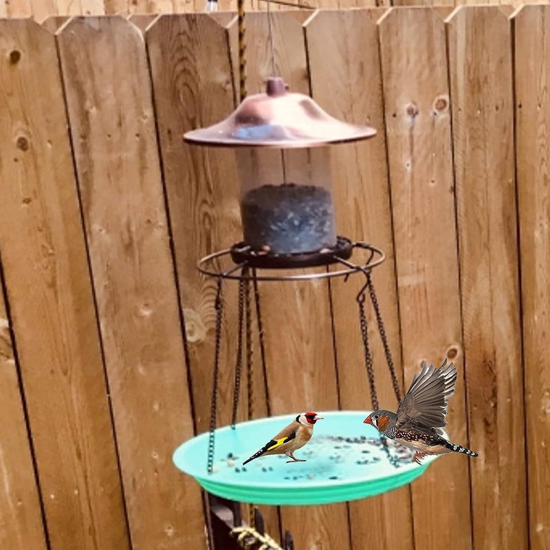 Pmsanzay Large Hanging Bird Feeder Tray, Platform Seed Tray for Bird Feeders, Outdoor Garden Decoration for Backyard Attracting Wild Birds - Green - Image 5