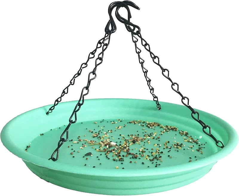 Pmsanzay Large Hanging Bird Feeder Tray, Platform Seed Tray for Bird Feeders, Outdoor Garden Decoration for Backyard Attracting Wild Birds - Green - Image 1