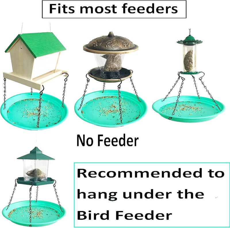 Pmsanzay Large Hanging Bird Feeder Tray, Platform Seed Tray for Bird Feeders, Outdoor Garden Decoration for Backyard Attracting Wild Birds - Green - Image 3