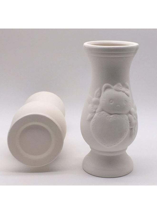 Beauenty # Children's Handmade Diy Vase White Model Painting Ceramic White Embryo Painted Toy Toy Home Pendulum-Color:Vase (12 Colors + Brush + Plate Included)  - Image 5