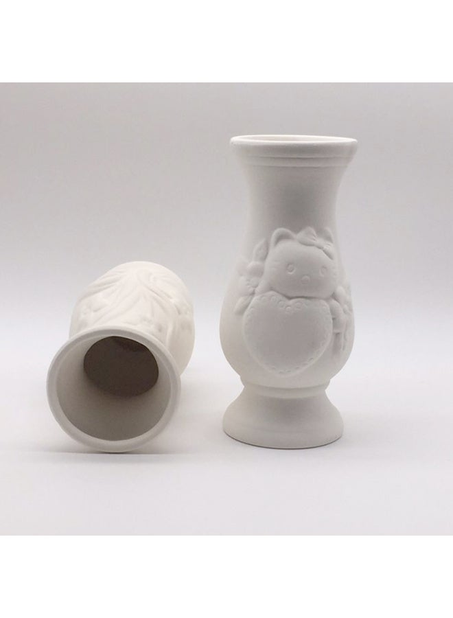 Beauenty # Children's Handmade Diy Vase White Model Painting Ceramic White Embryo Painted Toy Toy Home Pendulum-Color:Vase (12 Colors + Brush + Plate Included)  - Image 4