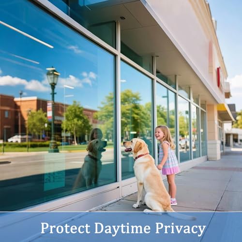 Coavas One Way Privacy Window Tint for Home Daytime Reflective Mirror Glass Film See Out Not in Heat UV Blocking for BalconyLiving Room Large Windows with 3 Tools 236 x 787 Inch Blue - Image 3
