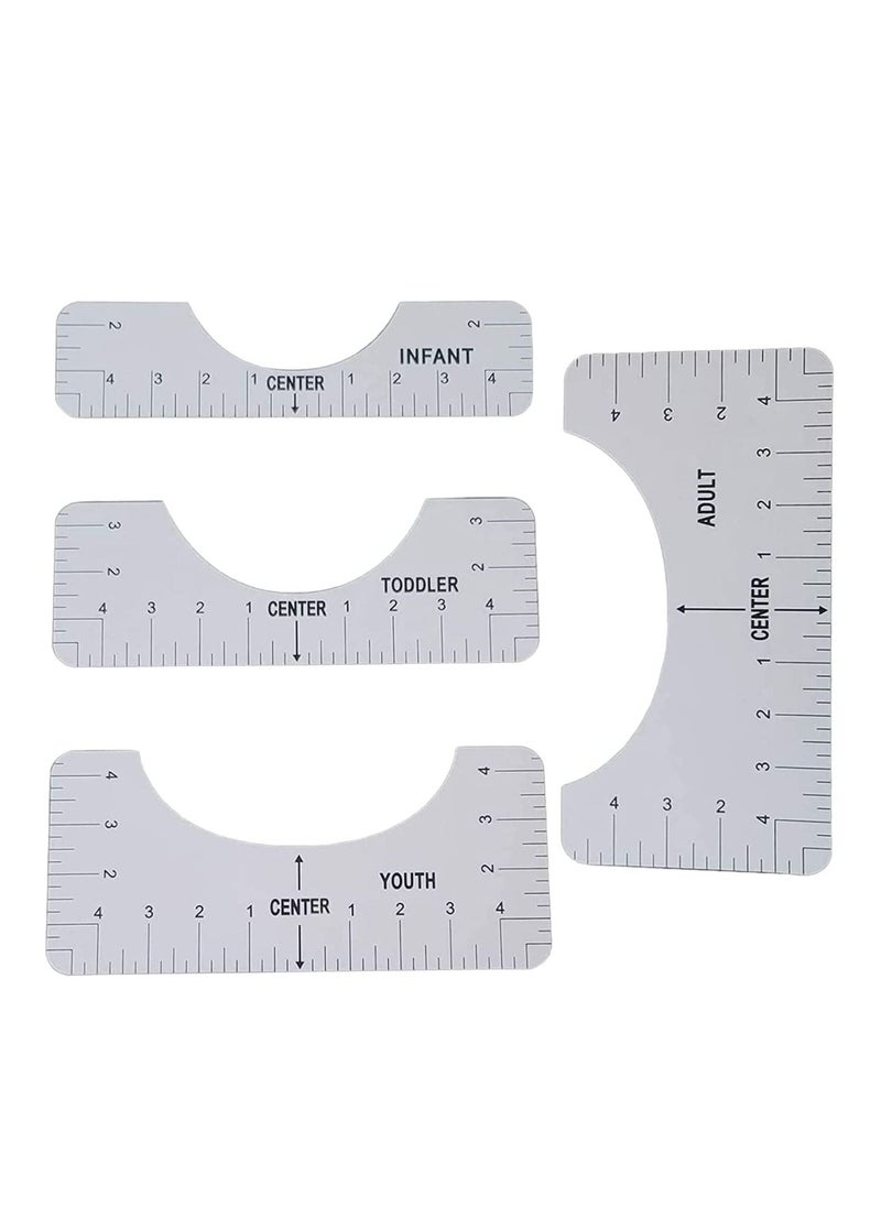 SYOSI - Tshirt Ruler T Shirt Alignment Tool Acrylic T-Shirt Ruler Guide to Center Designs for Vinyl and HTV Alignment Tool Style B 4PCS - Image 1