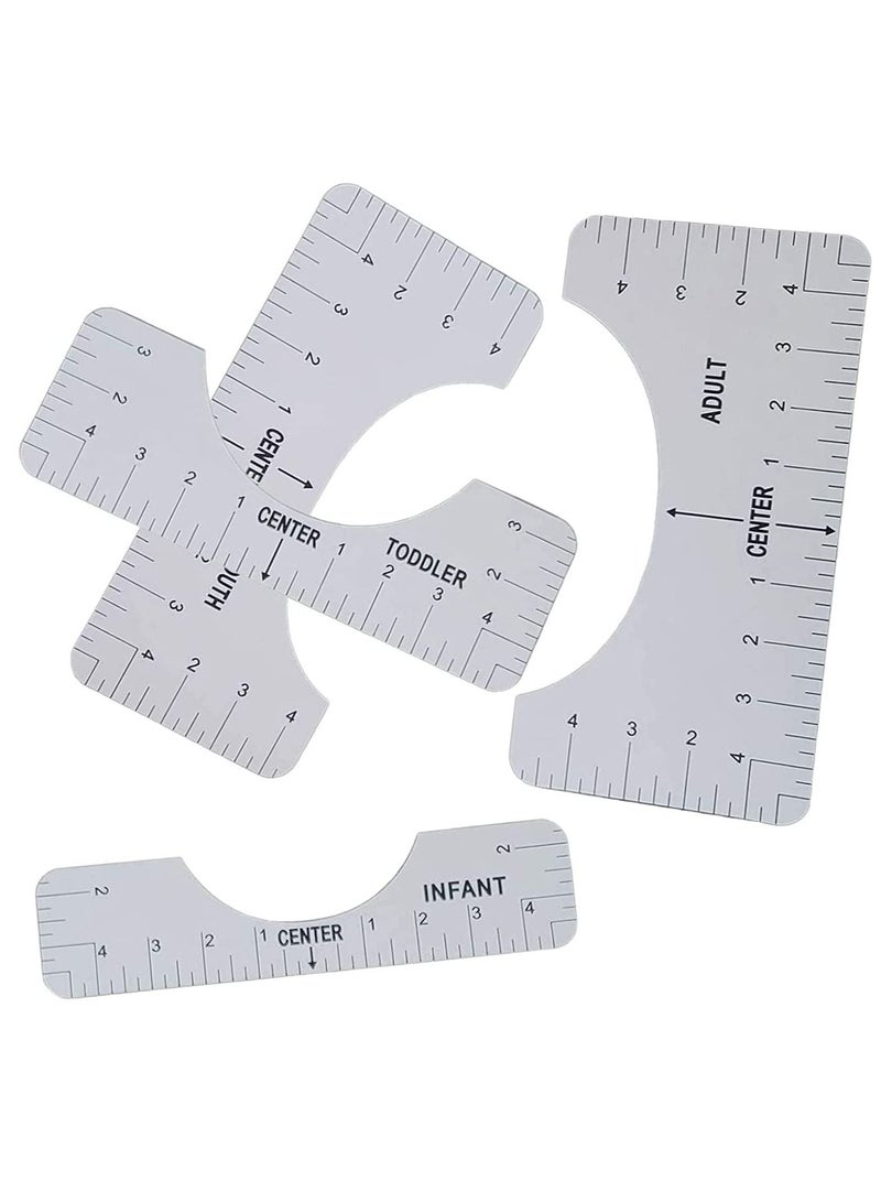 SYOSI - Tshirt Ruler T Shirt Alignment Tool Acrylic T-Shirt Ruler Guide to Center Designs for Vinyl and HTV Alignment Tool Style B 4PCS - Image 1