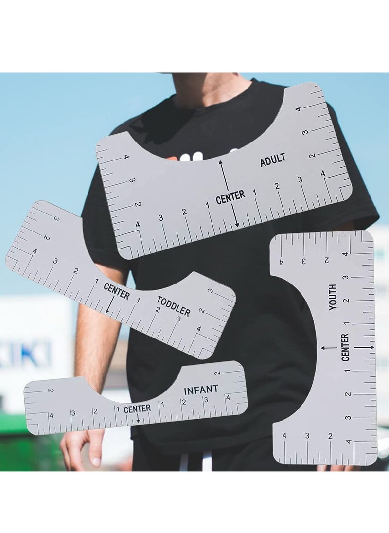 SYOSI - Tshirt Ruler T Shirt Alignment Tool Acrylic T-Shirt Ruler Guide to Center Designs for Vinyl and HTV Alignment Tool Style B 4PCS - Image 1