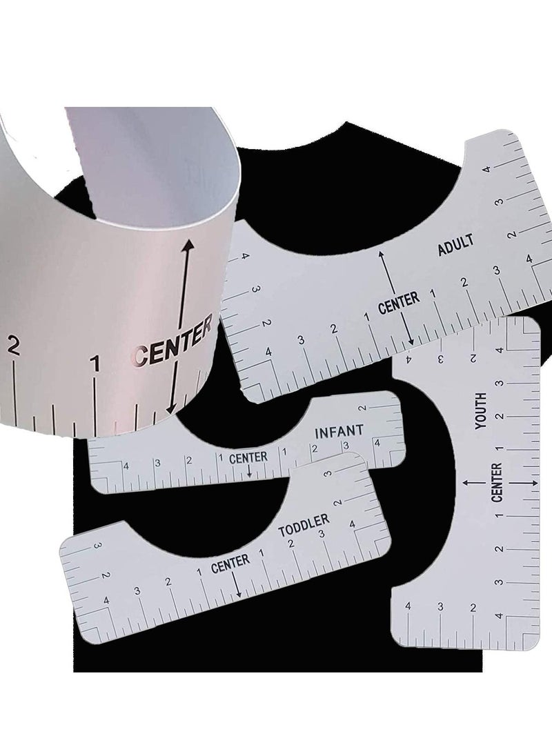 SYOSI - Tshirt Ruler T Shirt Alignment Tool Acrylic T-Shirt Ruler Guide to Center Designs for Vinyl and HTV Alignment Tool Style B 4PCS - Image 1