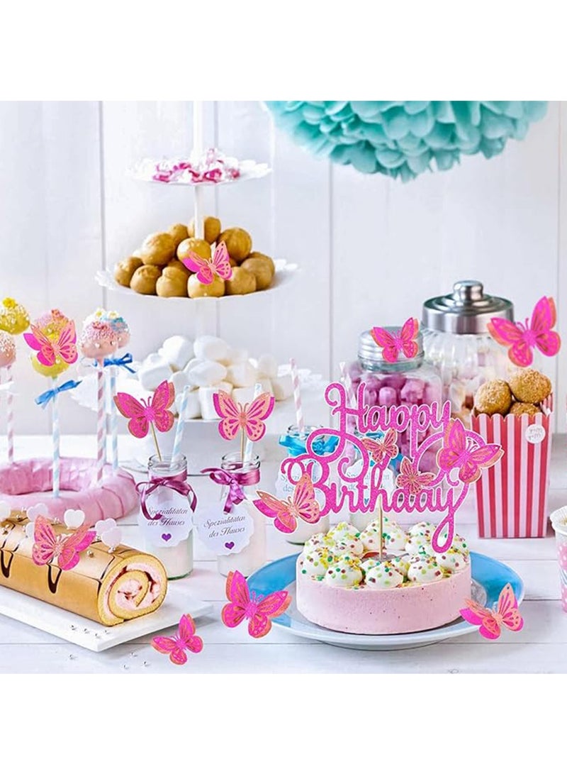 13PCS Cake Decorations with Butterfly Theme,3D Butterfly Cupcak Decorations,  Birthday Party Supplies for Wedding Baby Baptism Party Cake Decor  - Image 2