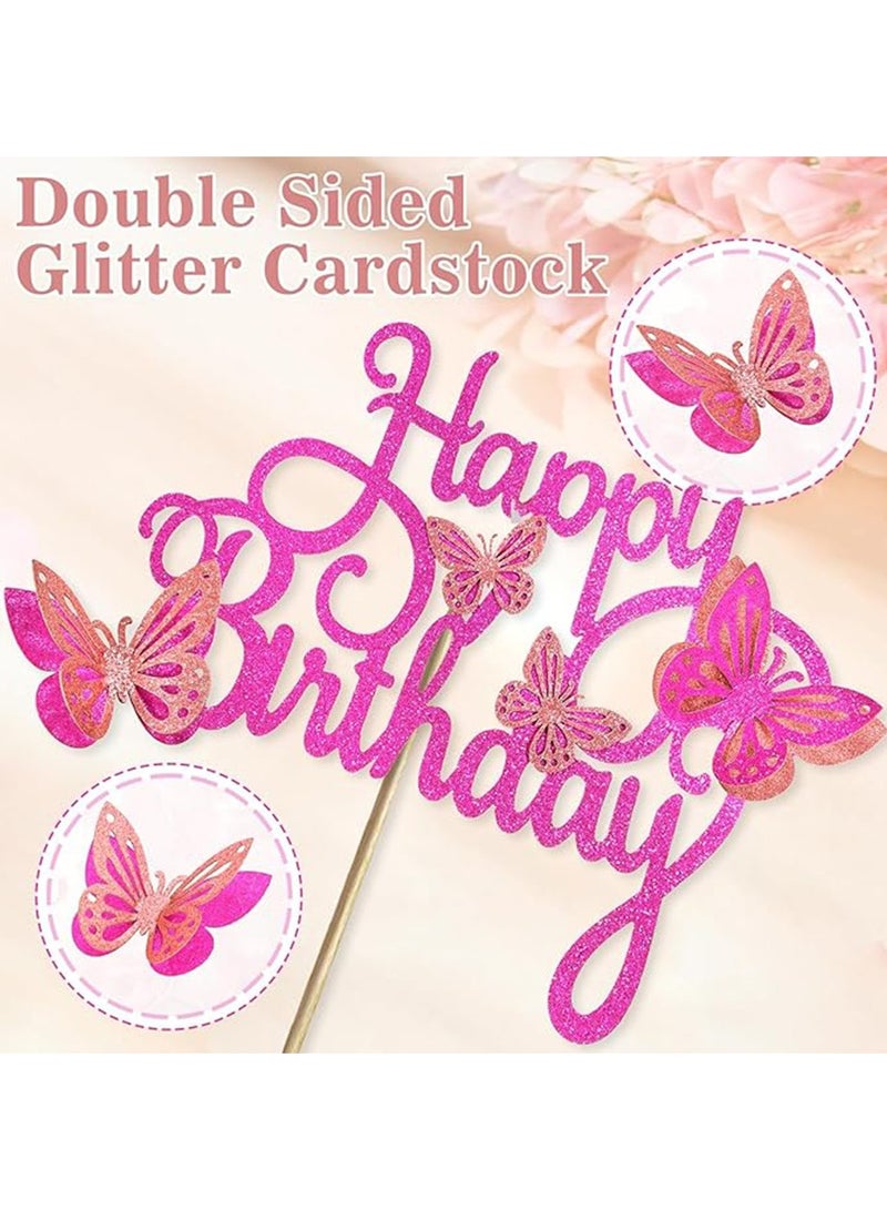 13PCS Cake Decorations with Butterfly Theme,3D Butterfly Cupcak Decorations,  Birthday Party Supplies for Wedding Baby Baptism Party Cake Decor  - Image 3