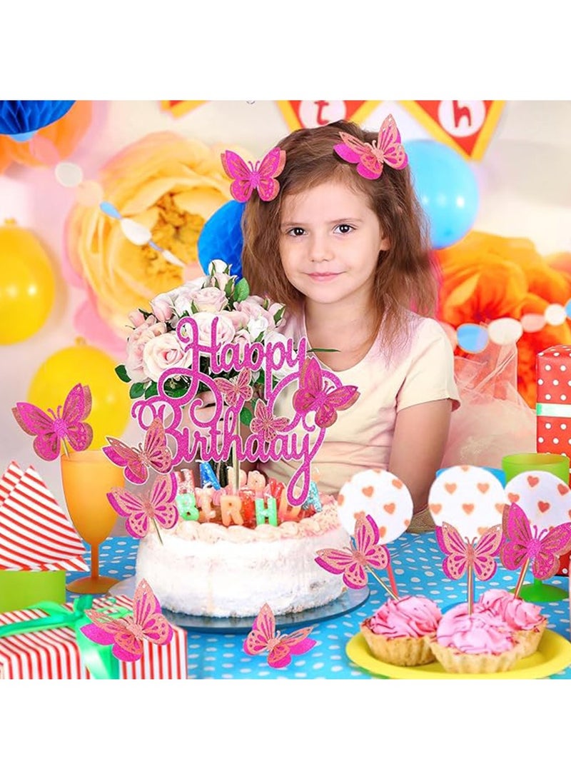 13PCS Cake Decorations with Butterfly Theme,3D Butterfly Cupcak Decorations,  Birthday Party Supplies for Wedding Baby Baptism Party Cake Decor  - Image 4