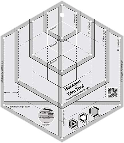Creative Grids Hexagon Trim Tool Quilt Ruler – CGRJAW4 – Made in USA, 8-1/2in x 9-3/4in, Non-Slip Grip Acrylic Quilting, Sewing, Crafting, Patchwork Ruler & Template - Image 5