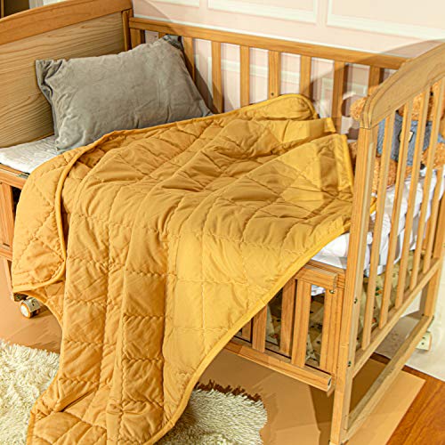 NTBAY Down Alternative Toddler Comforter, Lightweight and Warm Solid Color Baby Crib Quilted Blanket, 39x47 inches, Yellow - Image 5