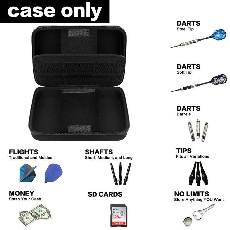 GWCASE Dart Case for 16 Steel Tip and Soft Tip Darts, Dart Carrying Storage Holder Fits for Dart Tips, Shafts and Flights (Box Only)-Black - Image 2