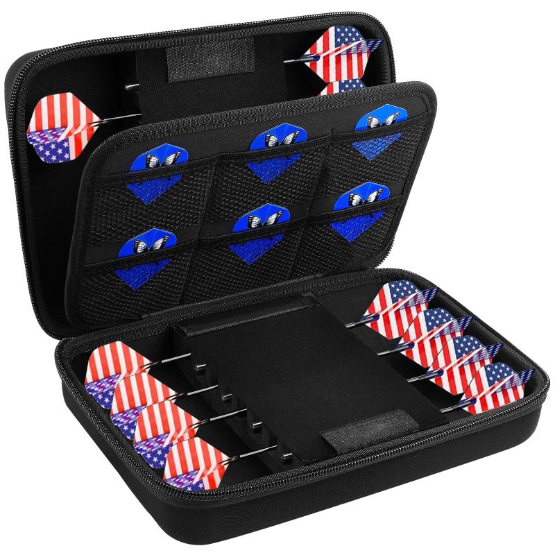 GWCASE Dart Case for 16 Steel Tip and Soft Tip Darts, Dart Carrying Storage Holder Fits for Dart Tips, Shafts and Flights (Box Only)-Black - Image 1