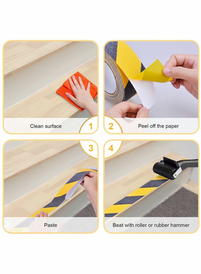 Anti Slip Safety Tape, Waterproof Self Adhesive Frosted Tape for Indoor and Outdoor Stair Steps, Smooth Floors, Pool, 2" X 16.4' (Yellow) - Image 3