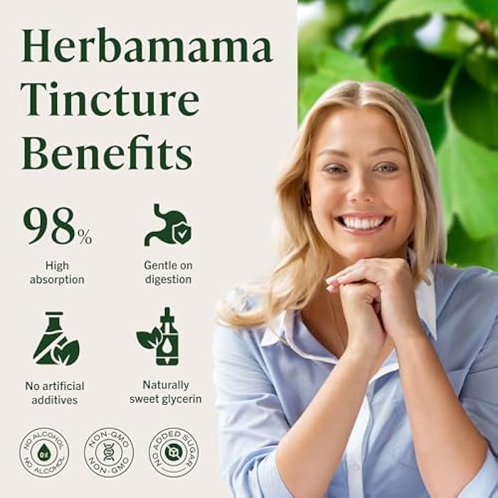HERBAMAMA Ginkgo Biloba Supplements - Brain Supplements for Focus & Memory - Ginkgo Biloba Extract for Brain Health* - Vegan, Non-GMO, Alcohol & Sugar-Free, 84-Day Supply - Image 5