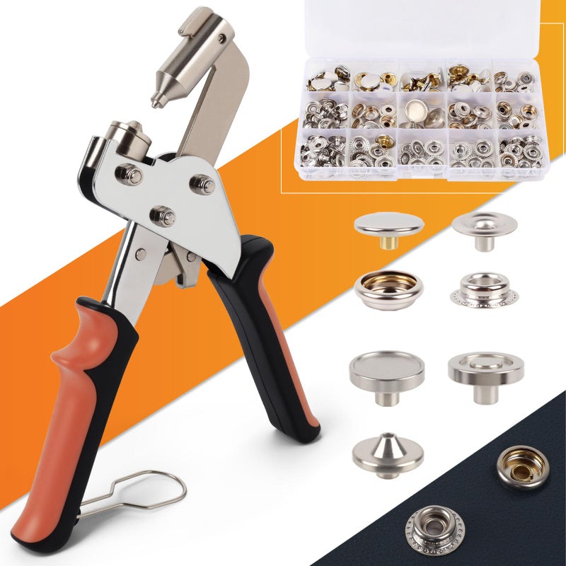 Zapsifou Snap Fastener Tool  Heavy Duty Snap Fastener Kit  Canvas Snap Installation Tool With 160 Pcs Boat Cover Snaps  Button Snap Kit With 15Mm Canvas Snaps For Fabric  Tarps  Leather  Sewing - Image 1
