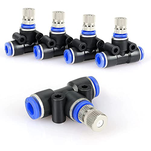 APPSTER 5pcs 6mm Brass Fogger Nozzles with Tee Connector | Atomization Misting Spray for Cooling, Irrigation, Greenhouse, Sanitization & Outdoor Sprinkler System - Image 1