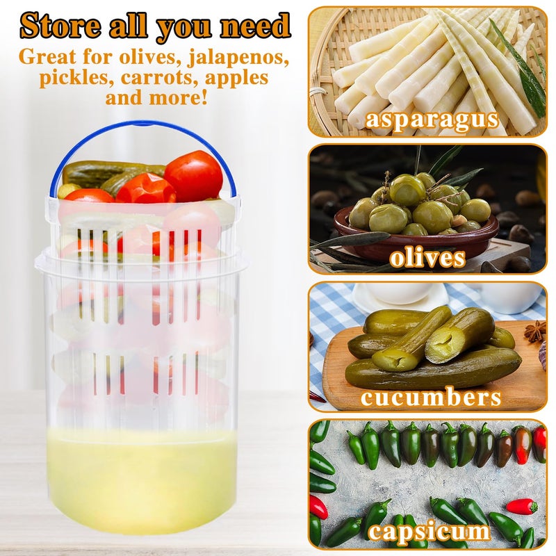 Eerrhhaq 4 Pcs Pickle Container with Strainer,24 oz Pickle Jar with Leak Proof and Lock It Lid,Pickle Holder Keeper Lifter for Olive Jalapeno Juice Food Storage - Image 4