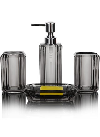 4-Piece Premium Acrylic Bathroom Accessory Set-Hand Sanitizer Bottle Lotion Can Bathroom Suit Separate Bottle Soap Box Mouthwash Cup Toothbrush Cup (Gray) - pzsku/Z425EC758899AE6A7E3BBZ/45/_/1731402044/7aef8456-3df2-4202-a45c-2e67f86afefd