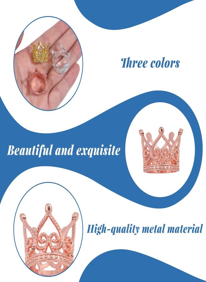 FREEBLOSS 12 Pcs Dollhouse Mini Crown Metal Mini Doll Crown Tiny Miniature Crowns for Princess Cake Topper Dolls Headwear Accessories 1.7x2cm/0.7x0.8 Gold&Silver&Rose Gold - Image 4
