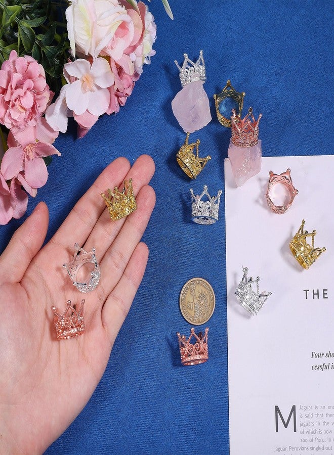 FREEBLOSS 12 Pcs Dollhouse Mini Crown Metal Mini Doll Crown Tiny Miniature Crowns for Princess Cake Topper Dolls Headwear Accessories 1.7x2cm/0.7x0.8 Gold&Silver&Rose Gold - Image 3