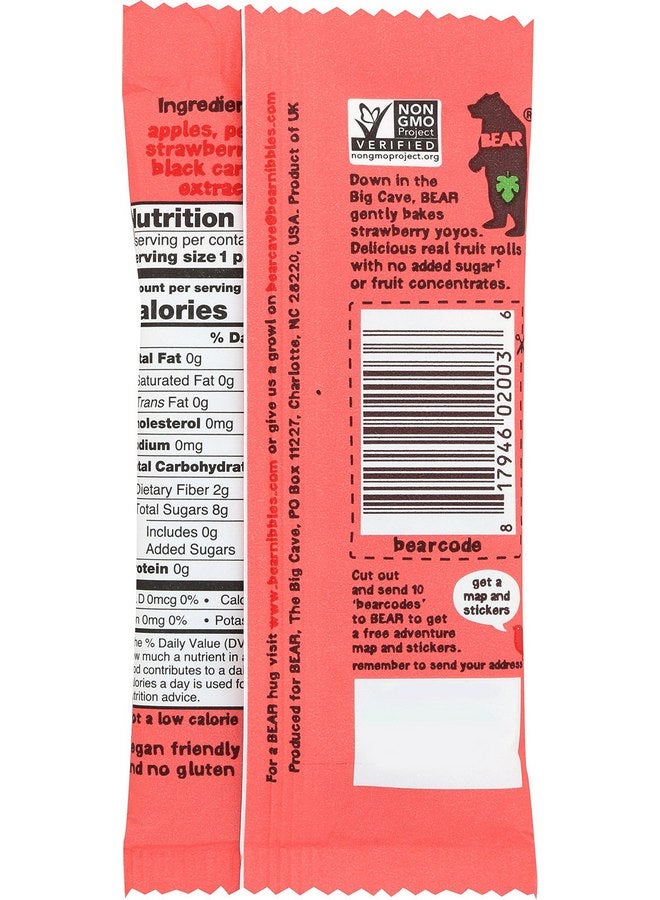 Bear Apple-Pear Strawberry Fruit Rolls, 0.7 oz - Image 2