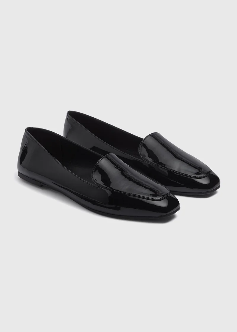 ماتلان Black Patent Slipper Loafers