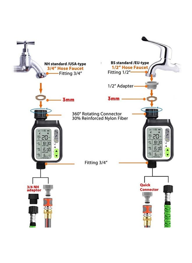 HASTHIP - HASTHIP® Drip Irrigation Timer for Garden Farm, Irrigation Water Timer with Rainy Sensor + Multi Programs Automatic Watering System, Waterproof Digital Irrigation Timer System for Lawns - Image 1