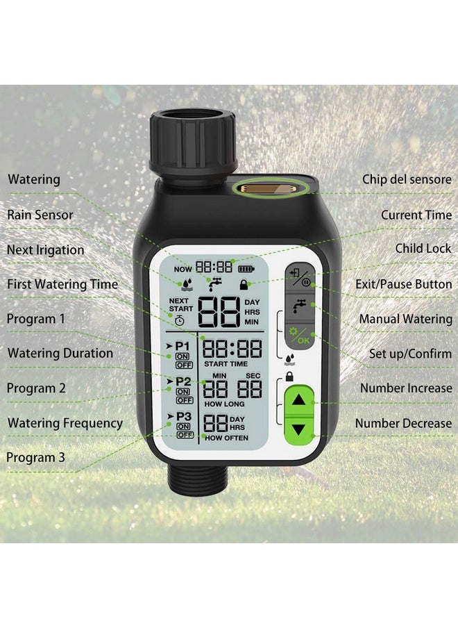 HASTHIP - HASTHIP® Drip Irrigation Timer for Garden Farm, Irrigation Water Timer with Rainy Sensor + Multi Programs Automatic Watering System, Waterproof Digital Irrigation Timer System for Lawns - Image 1
