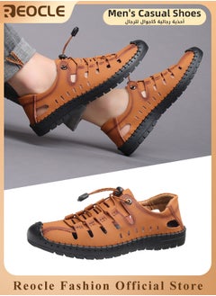 REOCLE Men’s Hiking Sandals Waterproof Closed Toe Sport Athletic Sandals Comfortable Walking Sandals Lightweight Trail Casual Sandals for Hiking & Walking & Outdoor  - Image 1