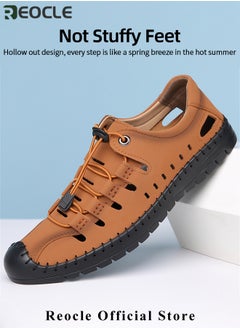 REOCLE Men’s Hiking Sandals Waterproof Closed Toe Sport Athletic Sandals Comfortable Walking Sandals Lightweight Trail Casual Sandals for Hiking & Walking & Outdoor  - Image 3