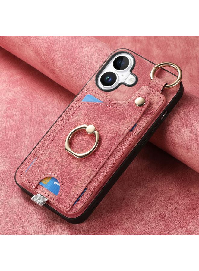 اس-توب جراب هاتف iPhone 16 Plus بتصميم كلاسيكي على شكل حلقة وحقيبة بطاقات مع حلقة تعليق - Image 4
