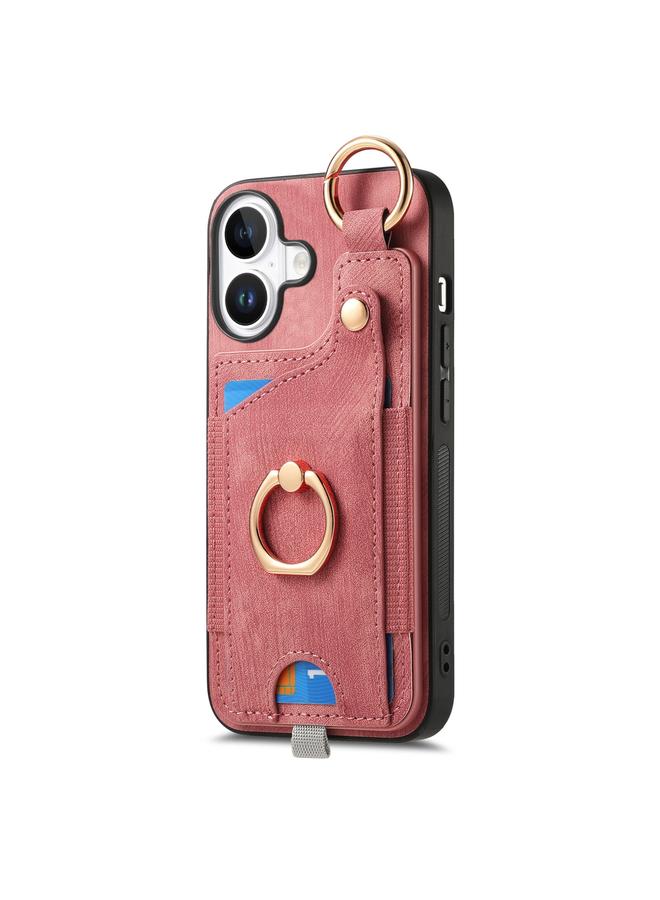 اس-توب جراب هاتف iPhone 16 Plus بتصميم كلاسيكي على شكل حلقة وحقيبة بطاقات مع حلقة تعليق - Image 2