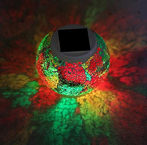 WSgift Color Changing Solar Powered Glass Mosaic Ball Led Garden Lights, Rechargeable Solar Table Lights, Outdoor Waterproof Solar Night Lights Table Lamps for Decorations, Ideal Gifts - Image 5