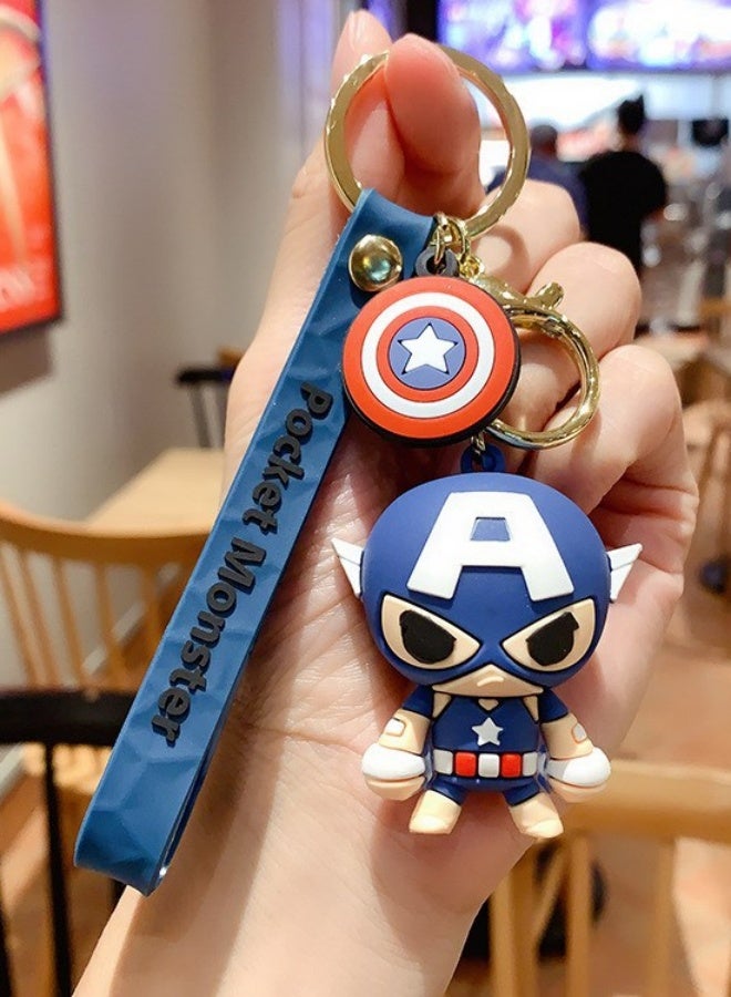 B114 الأزرق الداكن كابتن أمريكا سلسلة مفاتيح من الكرتون ملحق * 1
