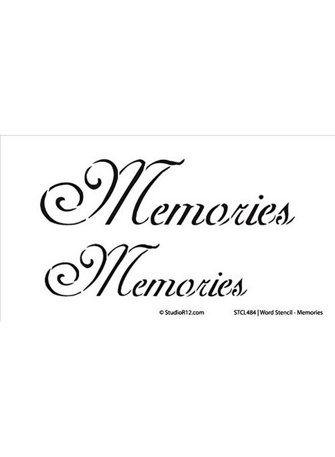 Memories Stencil by StudioR12 | Elegant Script Word Art - Small 9 x 5-inch Reusable Mylar Template | Painting, Chalk, Mixed Media | Use for Journaling, DIY Home Decor - STCL484_1