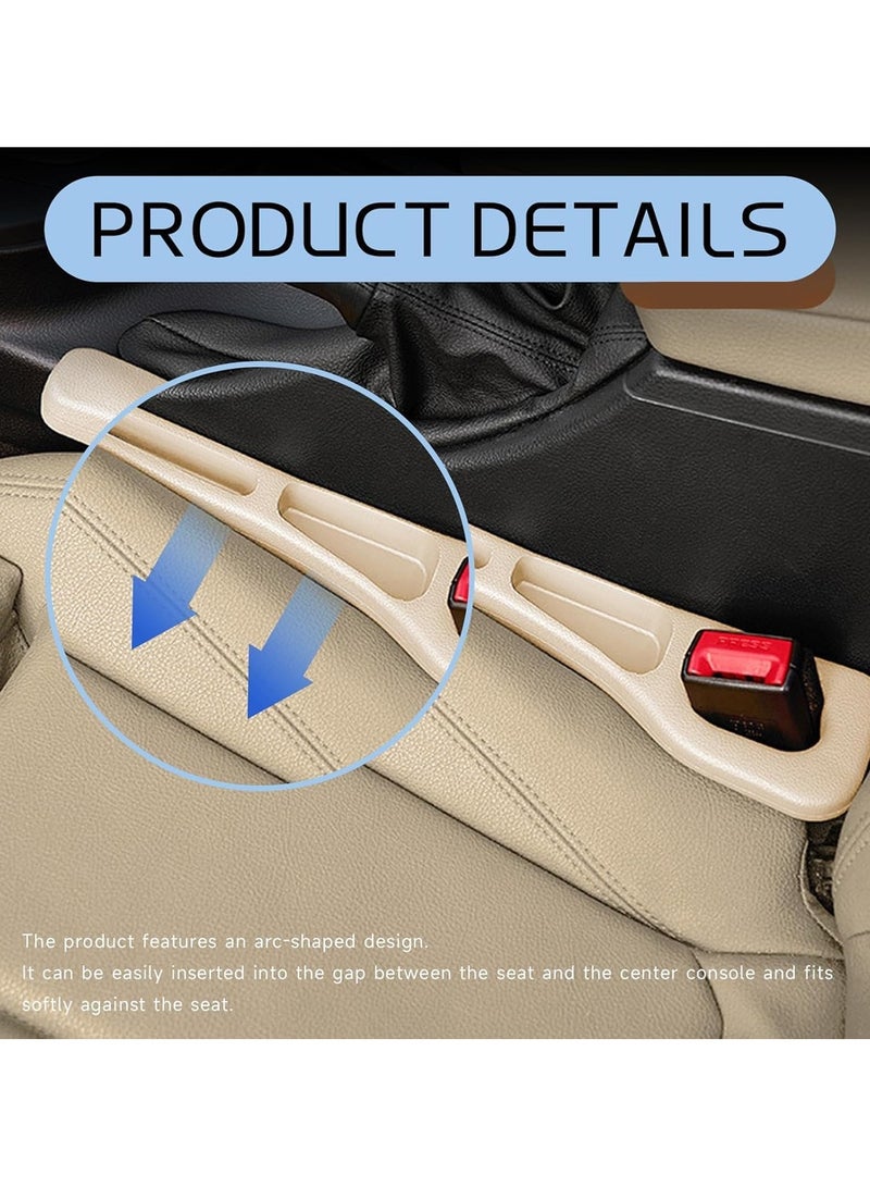 YOUFO Beige Car Seat Side Gap Filler with Storage Tray | Universal Fit Interior Pocket Organizer for Coins, Phones, Cards | Set of 2 Anti-Drop Seat Gap Fillers for Most Vehicles - Image 2
